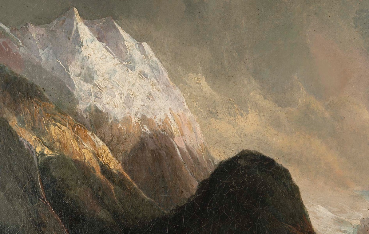 Une paire de tableaux, paysage de montagne fin XIXème siècle -photo-3
