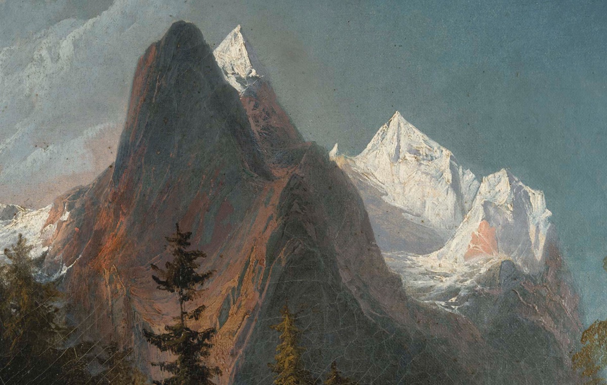 Une paire de tableaux, paysage de montagne fin XIXème siècle -photo-2