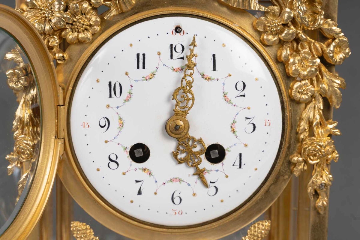 A 19th-century Fireplace Set In Gilt Bronze And White Marble -photo-5