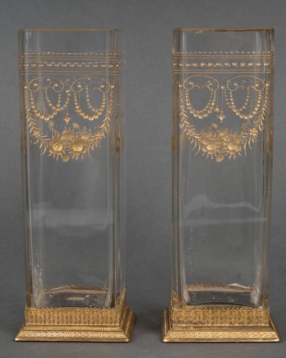A Pair Of Crystal Vases, Early 20th Century -photo-2