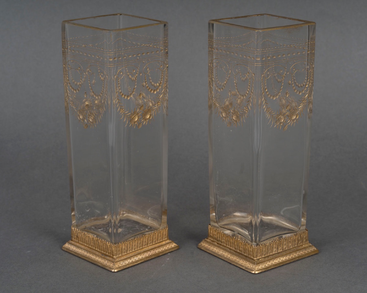 A Pair Of Crystal Vases, Early 20th Century -photo-3