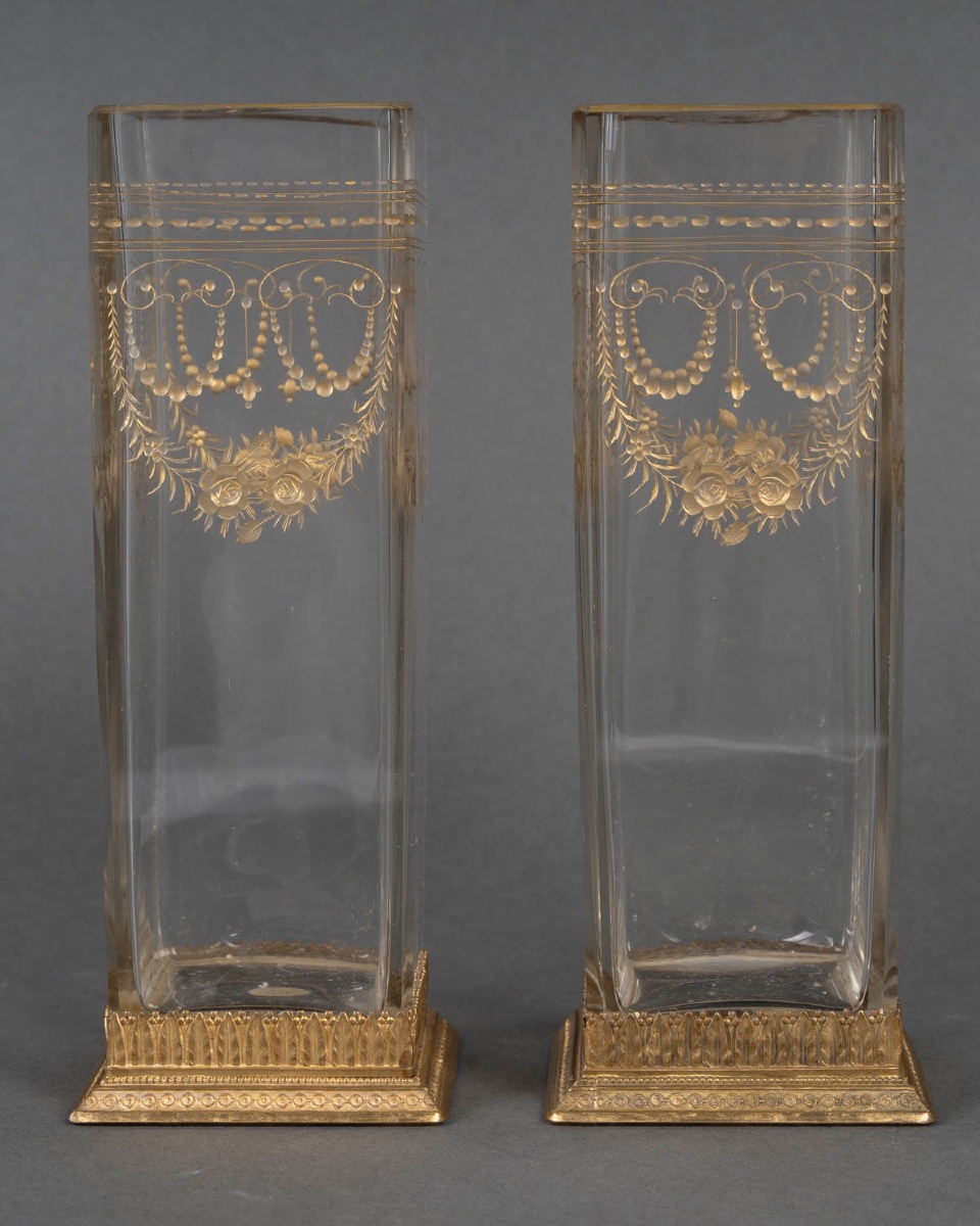 A Pair Of Crystal Vases, Early 20th Century -photo-4
