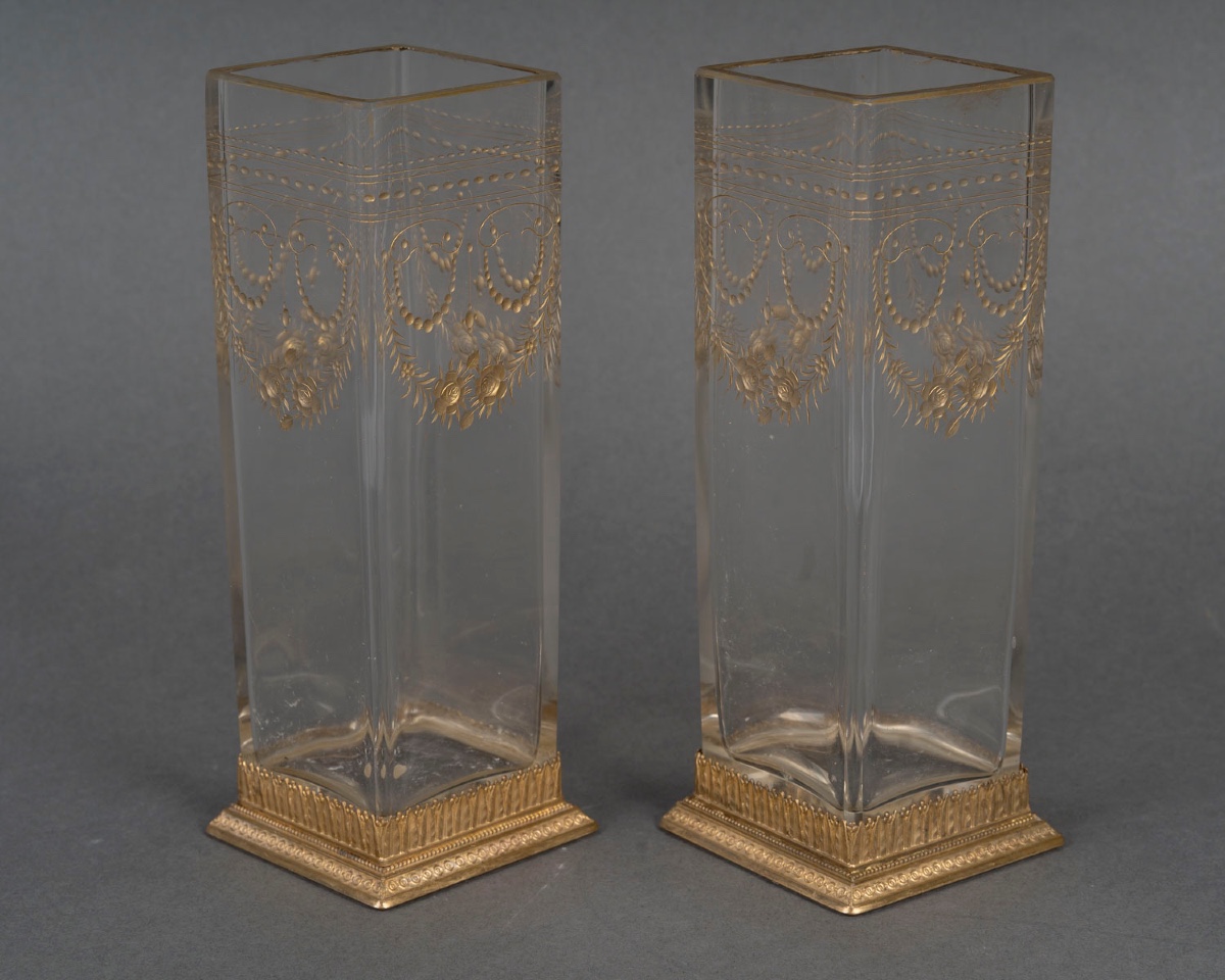 A Pair Of Crystal Vases, Early 20th Century 