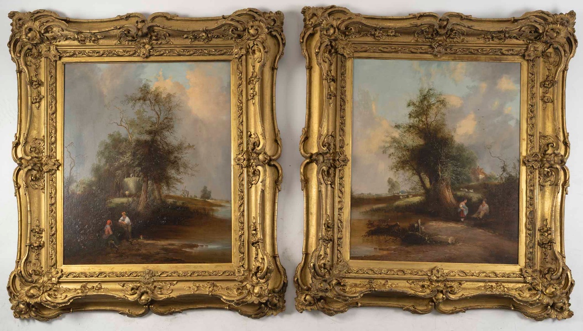 A Pair Of Oil Paintings On Canvas, 19th Century 