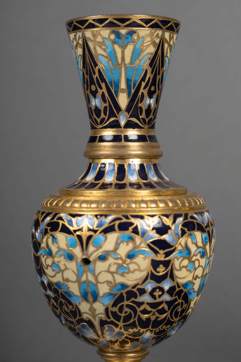 A Pair Of Small Bronze And Cloisonné Enamel Vases From The Late 19th Century -photo-6