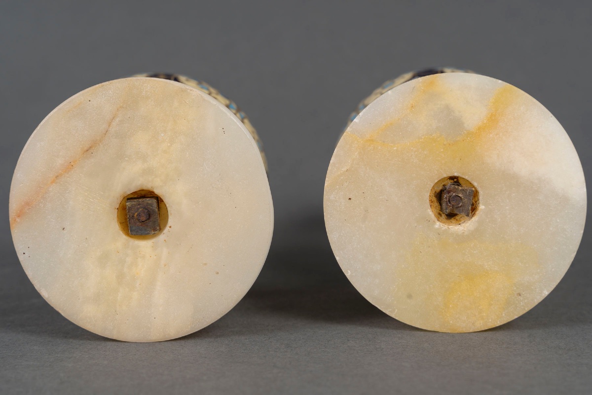 A Pair Of Small Bronze And Cloisonné Enamel Vases From The Late 19th Century -photo-8