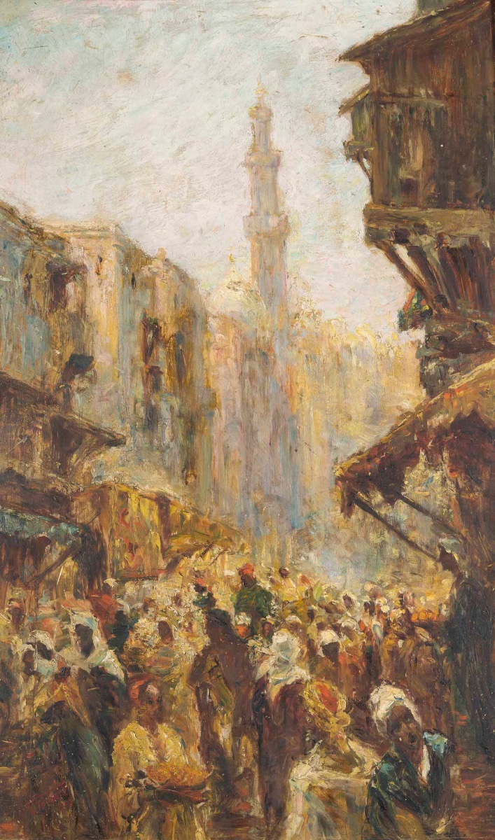 An Orientalist Painting, Oil On Panel, Late 19th Century -photo-2