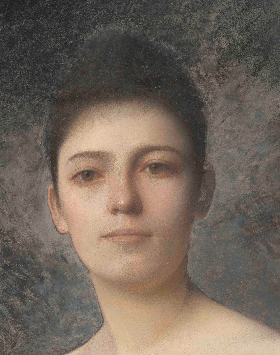 Pastel un grand pastel encadré, fin XIXème siècle -photo-3