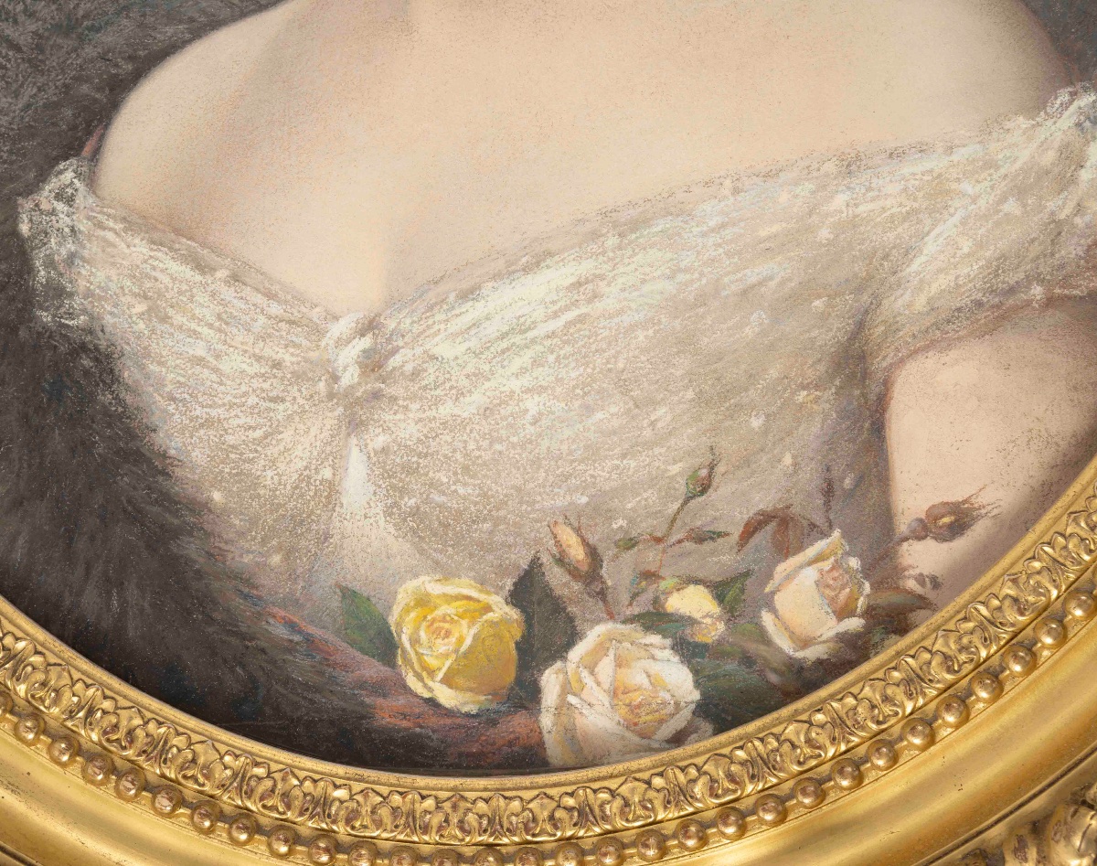 Pastel un grand pastel encadré, fin XIXème siècle -photo-4