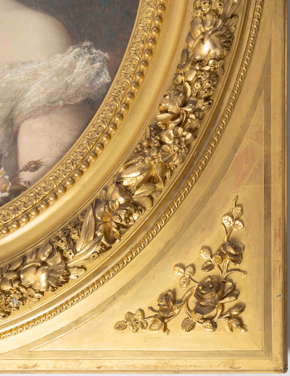 Pastel un grand pastel encadré, fin XIXème siècle -photo-5