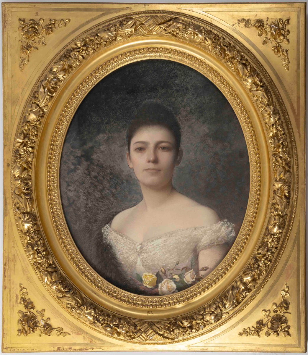 Pastel un grand pastel encadré, fin XIXème siècle 