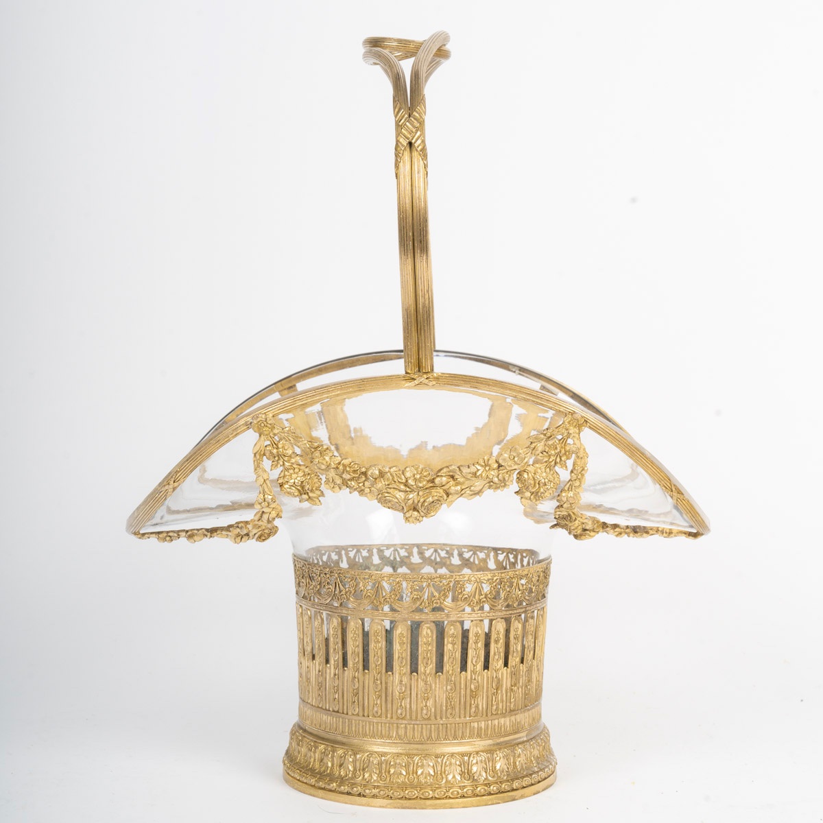 Cristal un panier avec une ornementation en bronze doré, fin XIXème siècle -photo-2