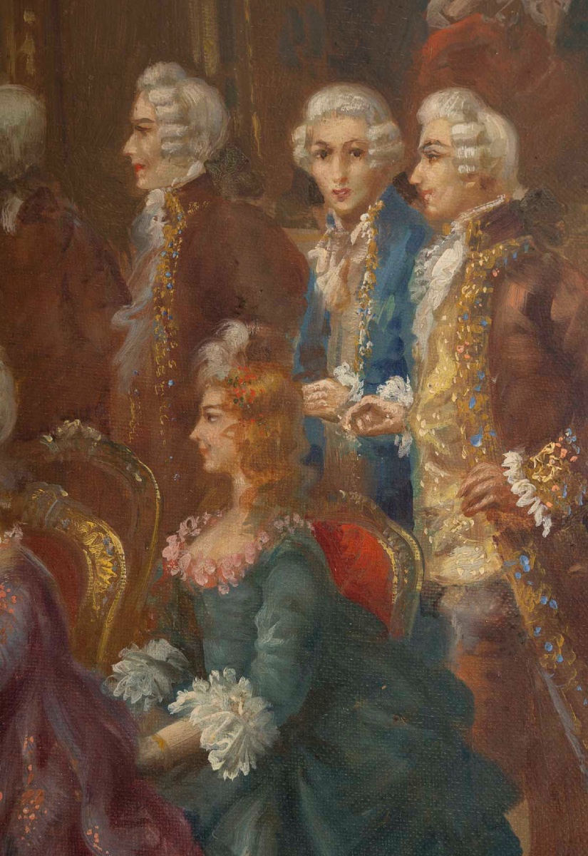 Un tableau huile sur toile scène galante , fin XIXème siècle -photo-3