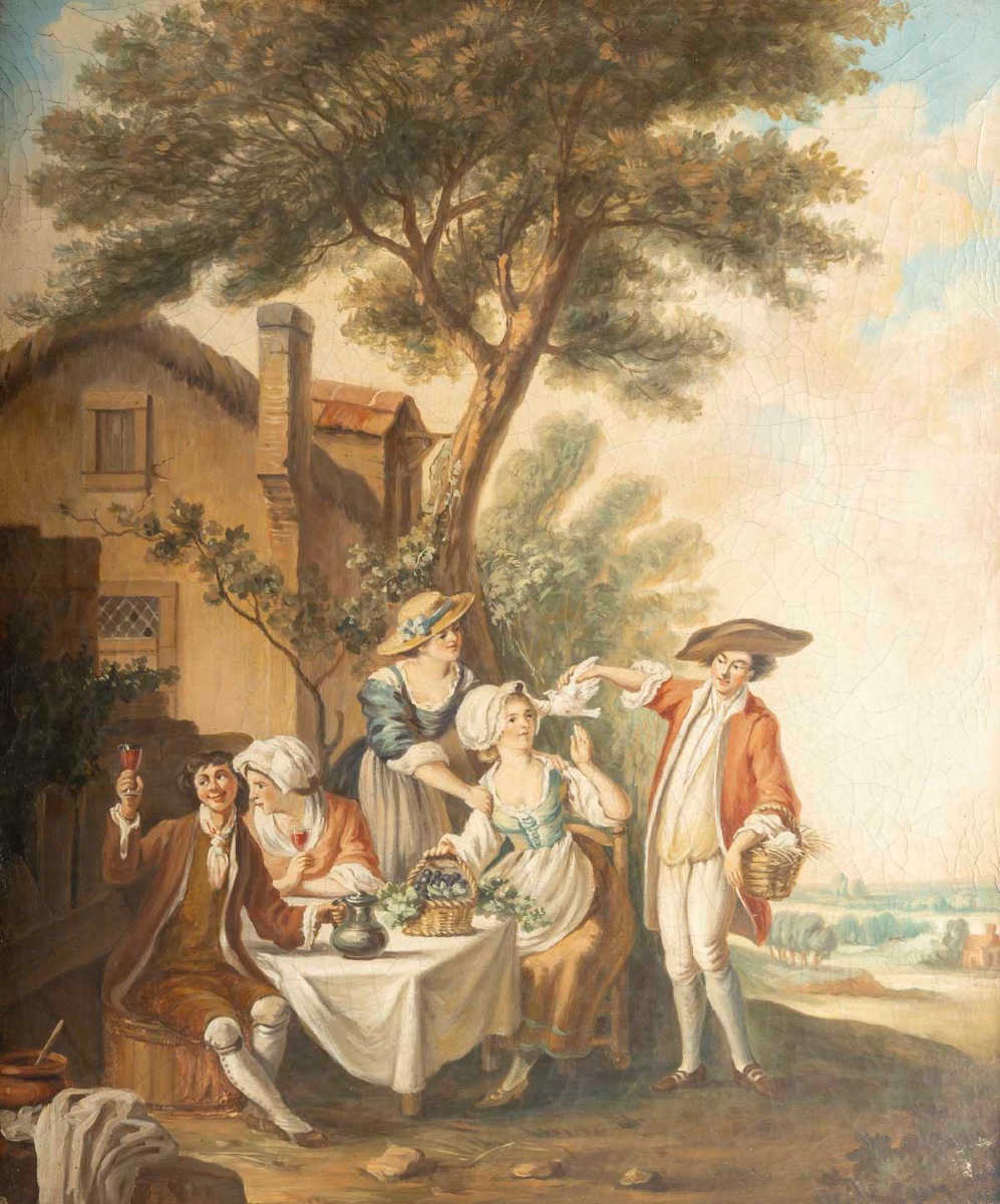 A Pair Of Paintings Depicting Gallant Scenes, Late 19th Century -photo-2