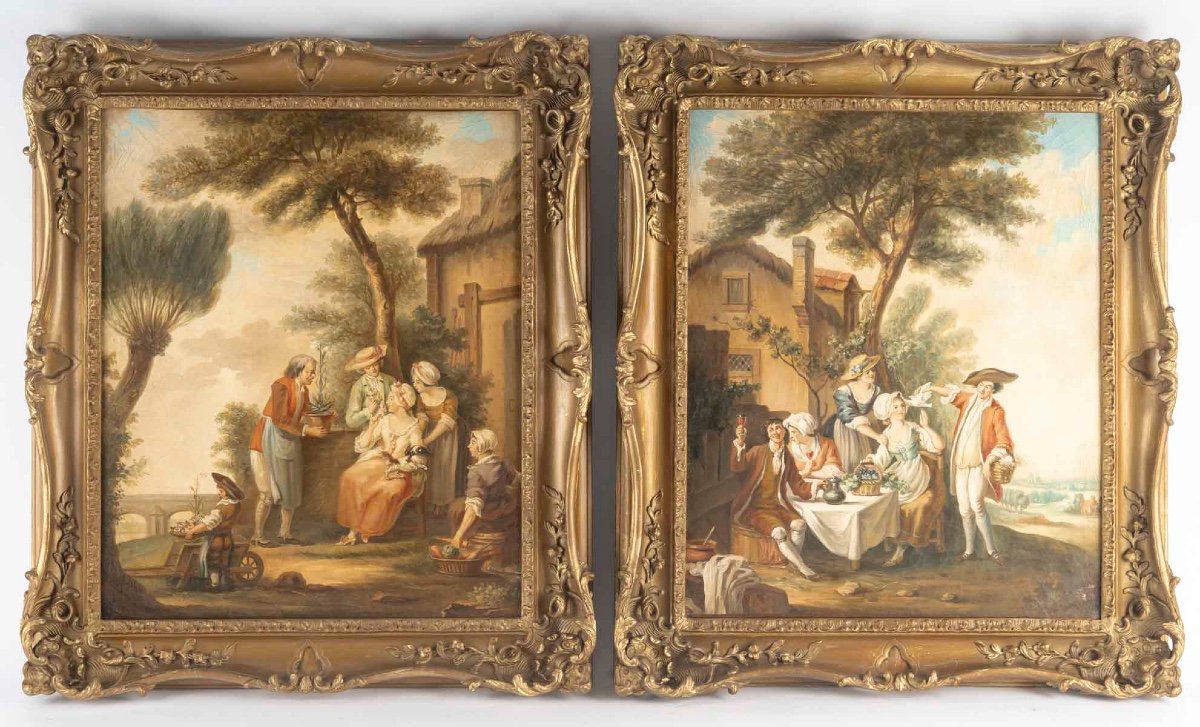 A Pair Of Paintings Depicting Gallant Scenes, Late 19th Century 