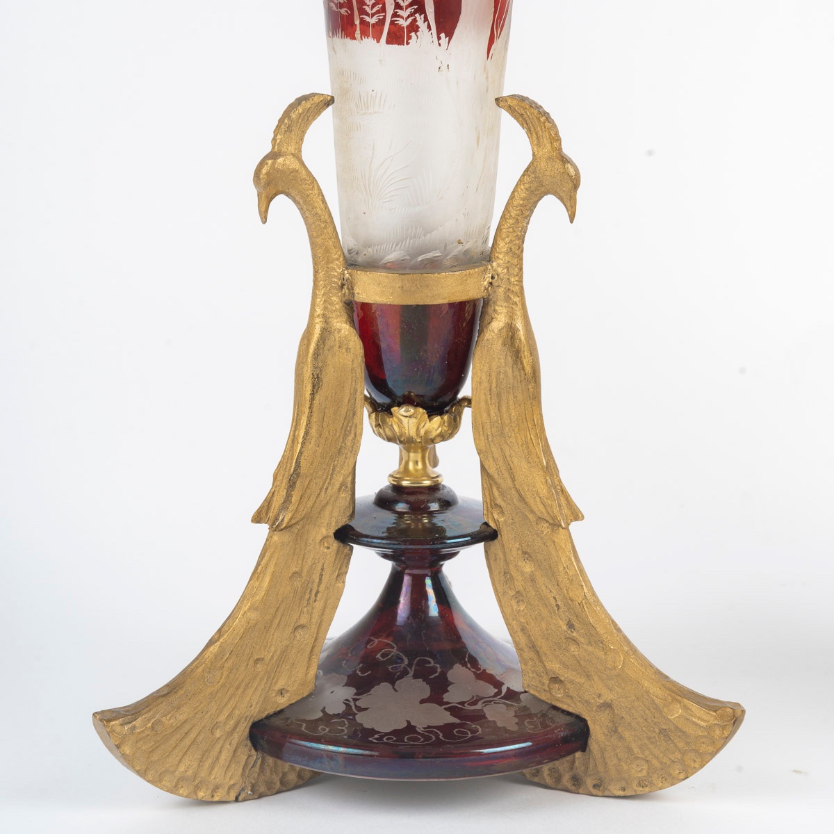 Une paire de vases en cristal de Bohème rouge, fin XIXème siècle -photo-4