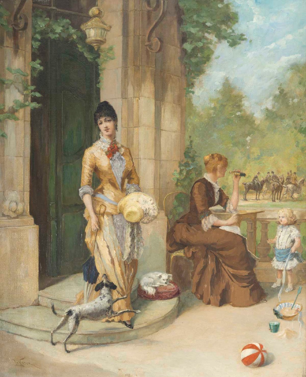 Une paire de tableaux huile sur toile, scène de genre, fin XIXème siècle -photo-2