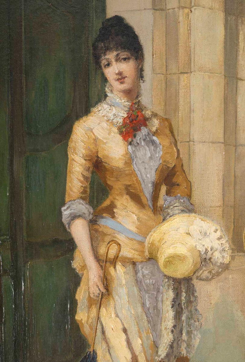 Une paire de tableaux huile sur toile, scène de genre, fin XIXème siècle -photo-3