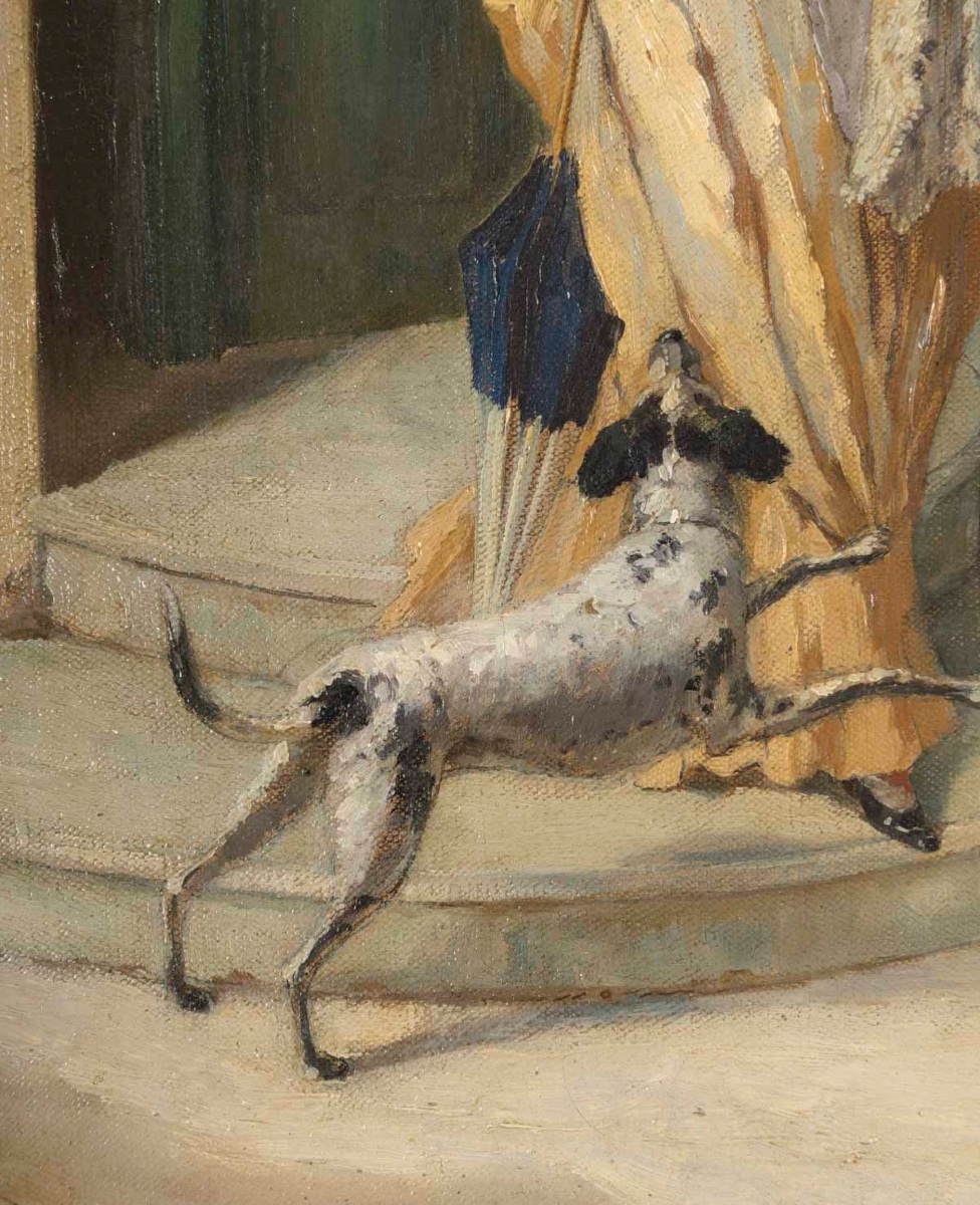 Une paire de tableaux huile sur toile, scène de genre, fin XIXème siècle -photo-4