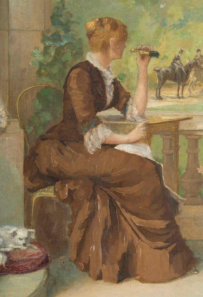 Une paire de tableaux huile sur toile, scène de genre, fin XIXème siècle -photo-1