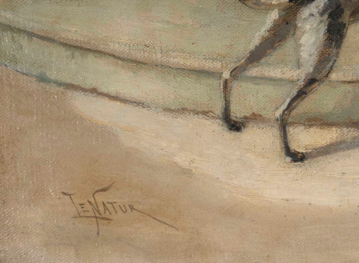 Une paire de tableaux huile sur toile, scène de genre, fin XIXème siècle -photo-2