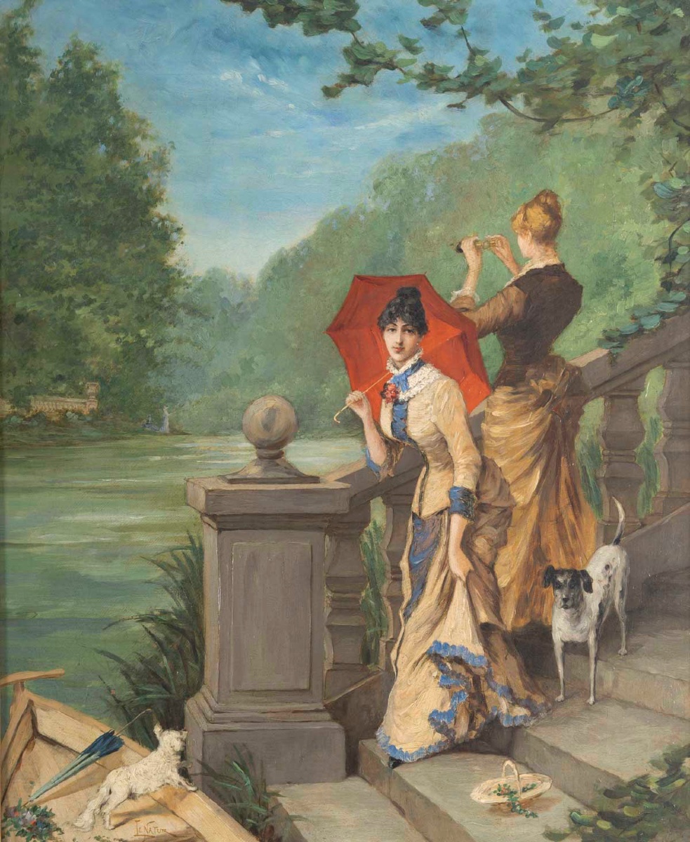 Une paire de tableaux huile sur toile, scène de genre, fin XIXème siècle -photo-3