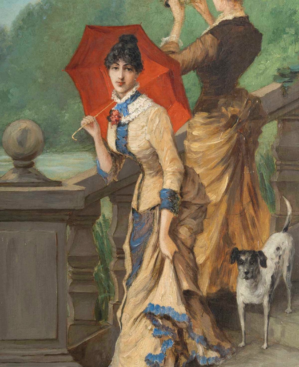 Une paire de tableaux huile sur toile, scène de genre, fin XIXème siècle -photo-4