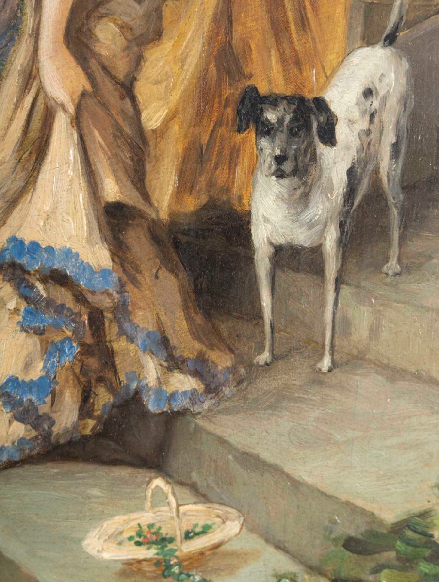 Une paire de tableaux huile sur toile, scène de genre, fin XIXème siècle -photo-5