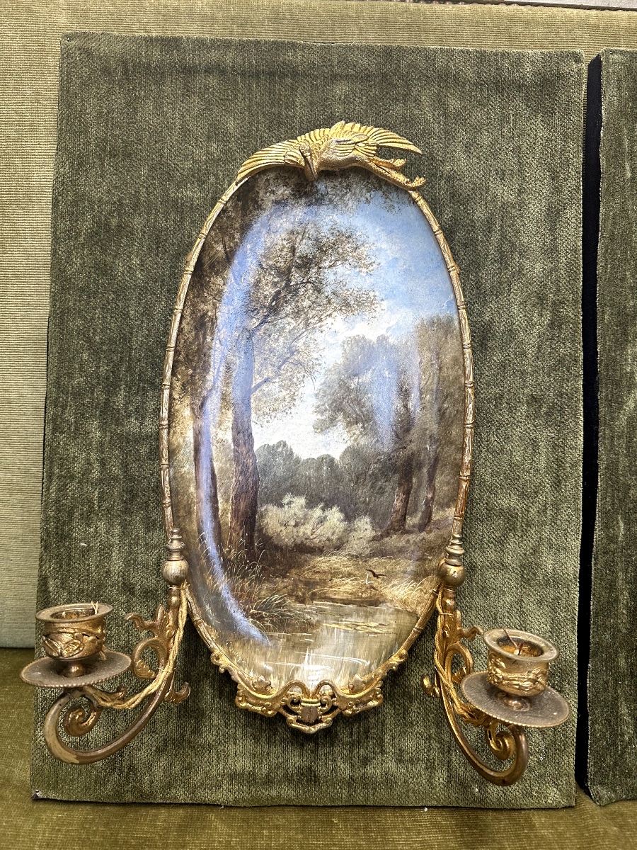 Une paire d'appliques en porcelaine époque Art nouveau-photo-2