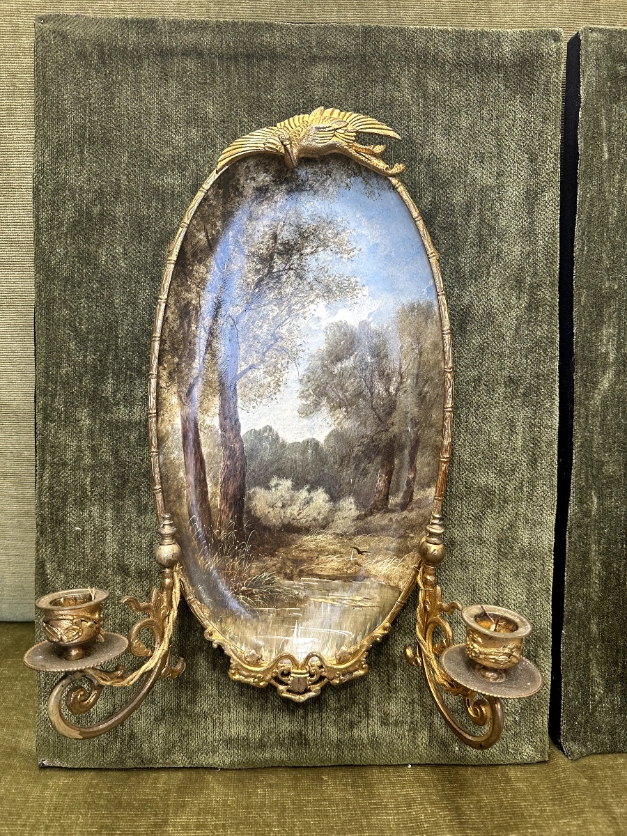 Une paire d'appliques en porcelaine époque Art nouveau-photo-1