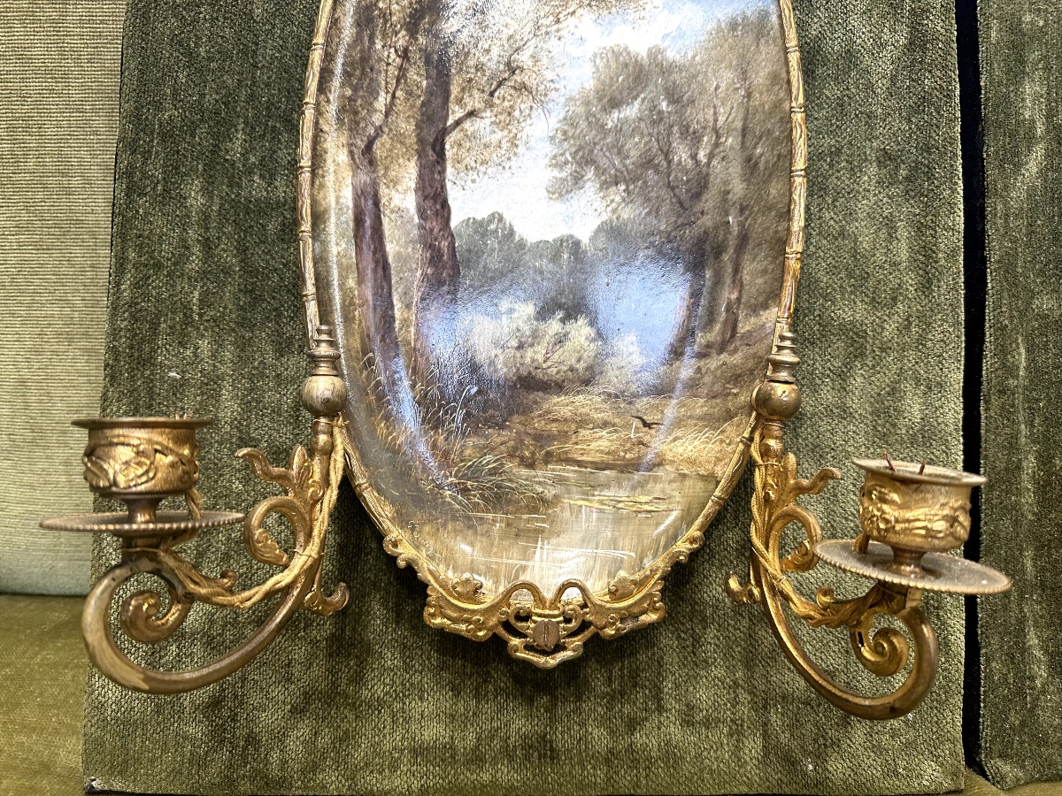 Une paire d'appliques en porcelaine époque Art nouveau-photo-2