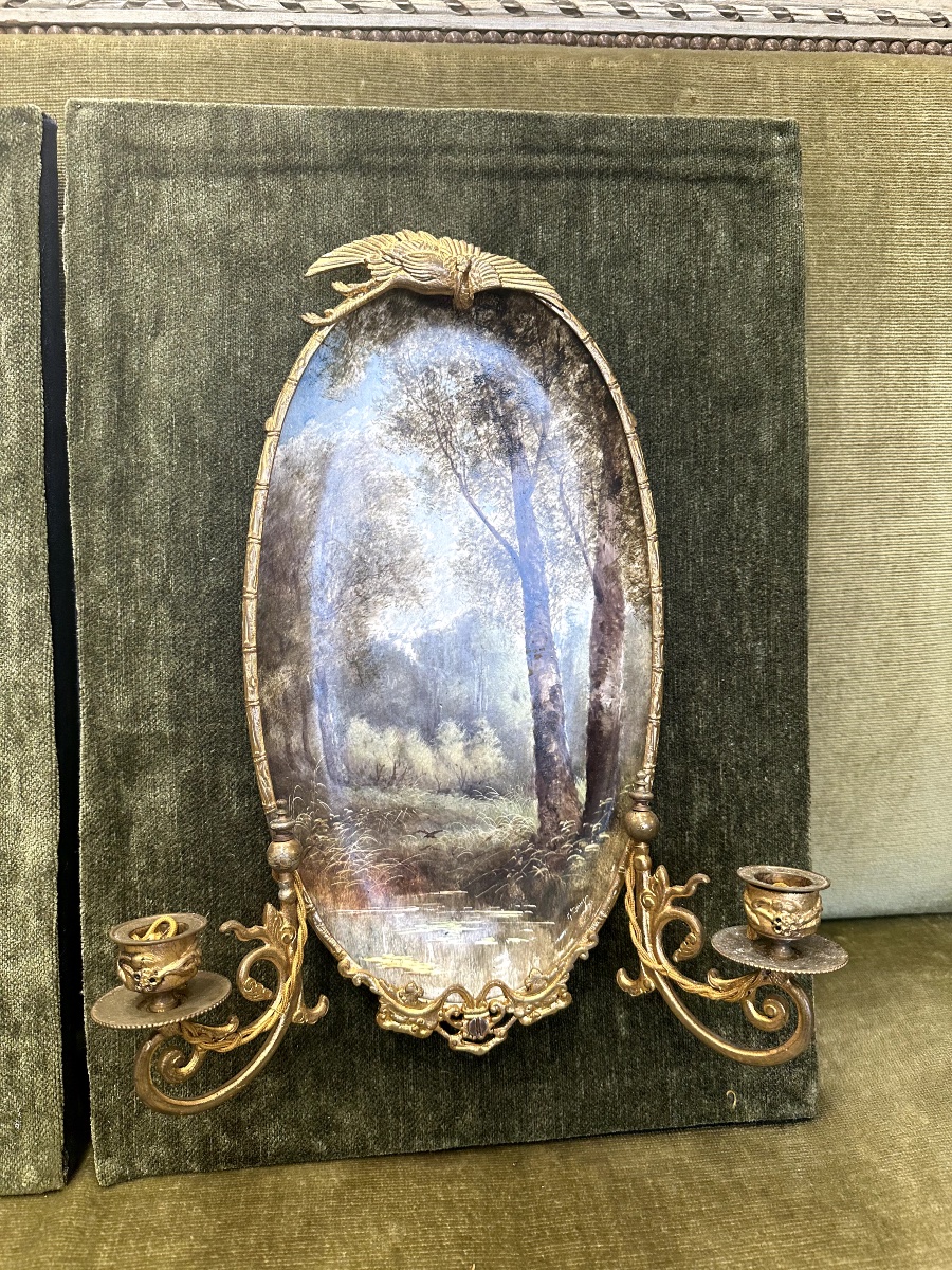 Une paire d'appliques en porcelaine époque Art nouveau-photo-3