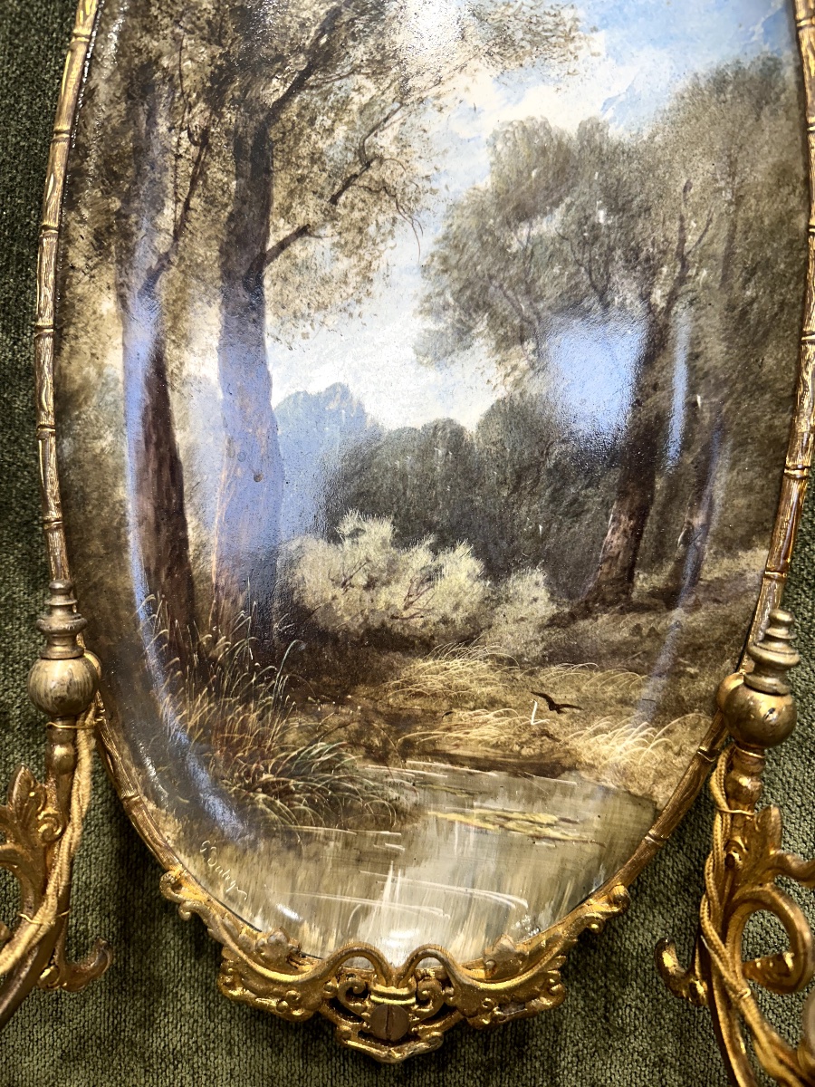 Une paire d'appliques en porcelaine époque Art nouveau-photo-4