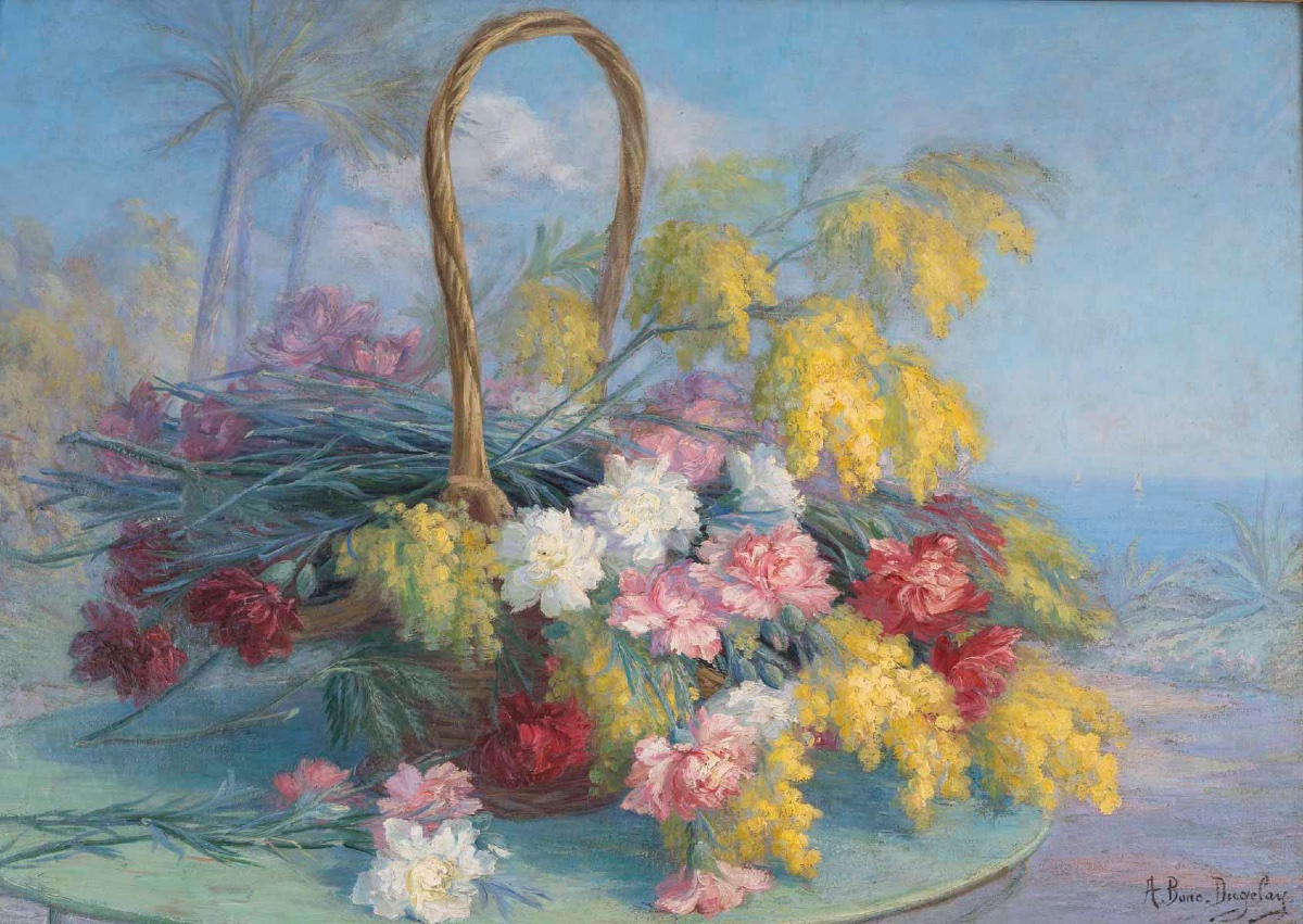Une Huile sur toile nature morte aux fleurs , XIXème siècle -photo-2
