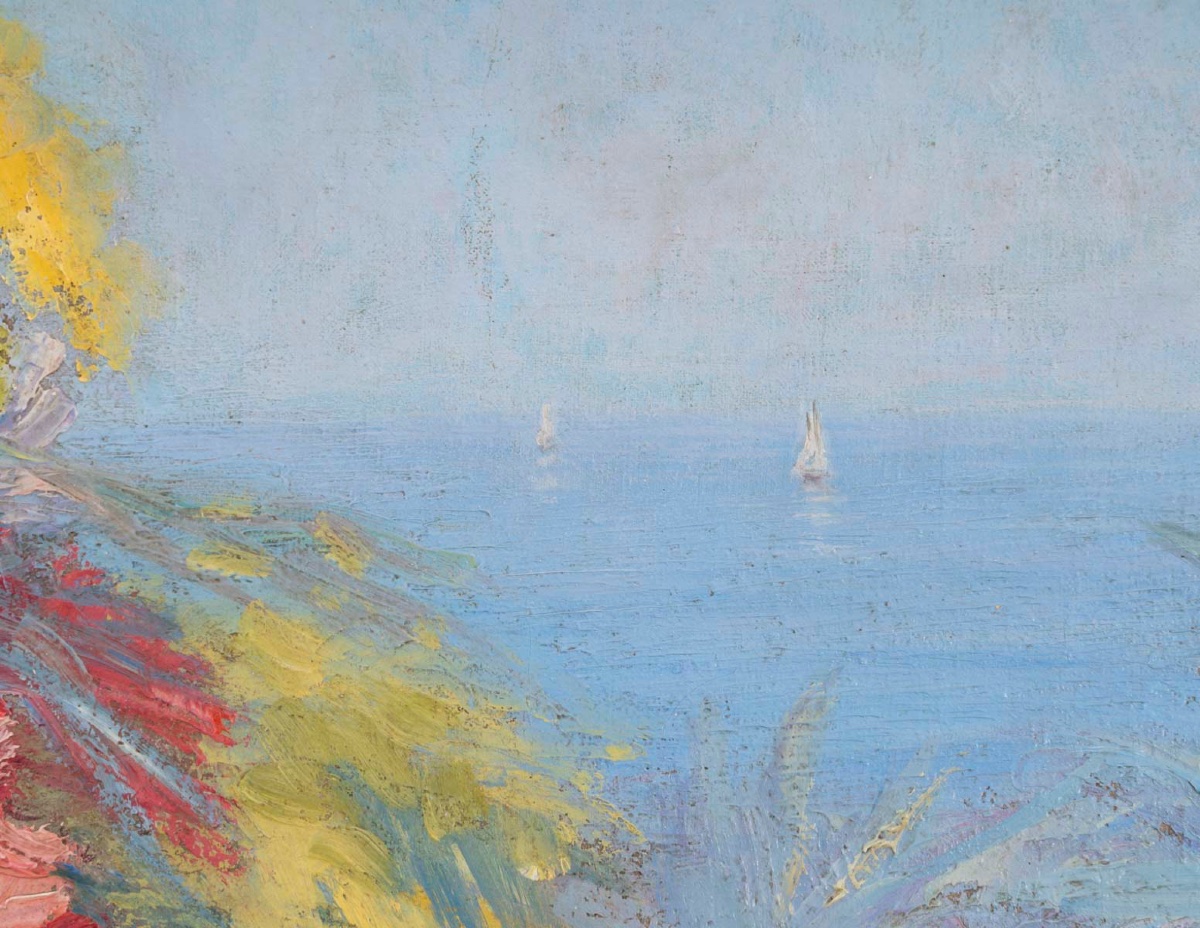 Une Huile sur toile nature morte aux fleurs , XIXème siècle -photo-6