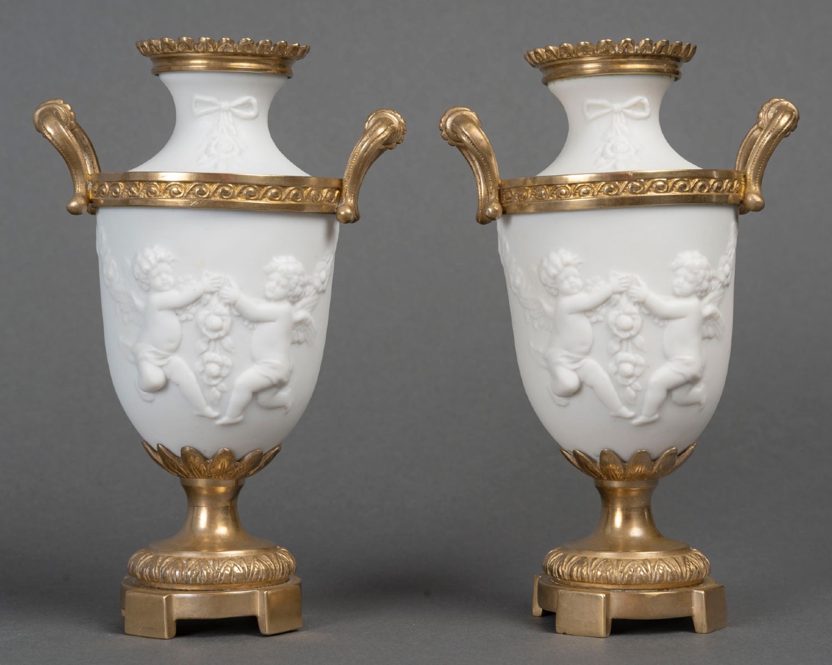 A Pair Of Biscuit Porcelain And Gilt Bronze Vases, Napoleon III Period-photo-4