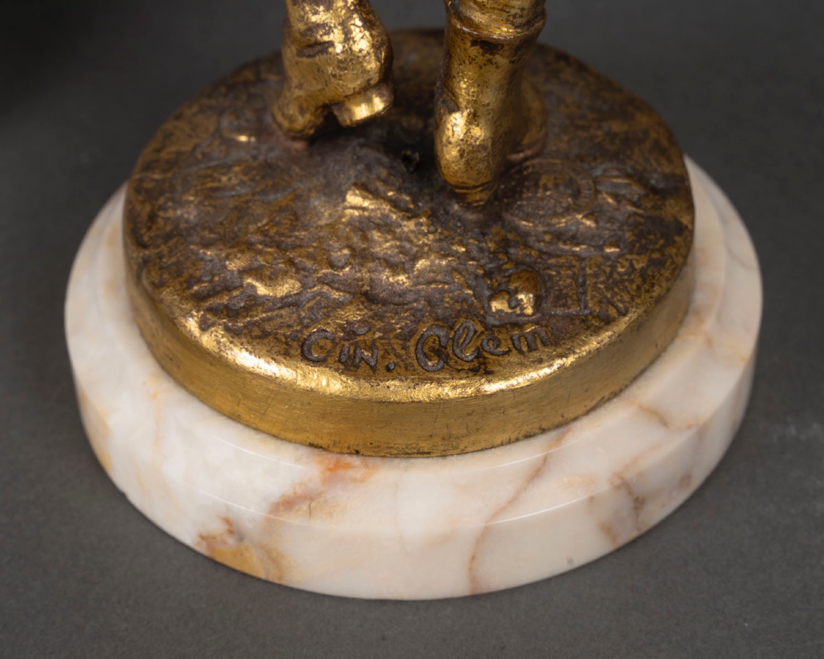 Une paire de sculptures en régule et biscuit, époque fin XIXème siècle -photo-3