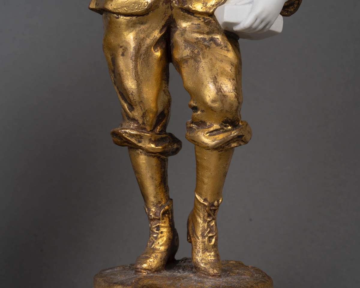 Une paire de sculptures en régule et biscuit, époque fin XIXème siècle -photo-6