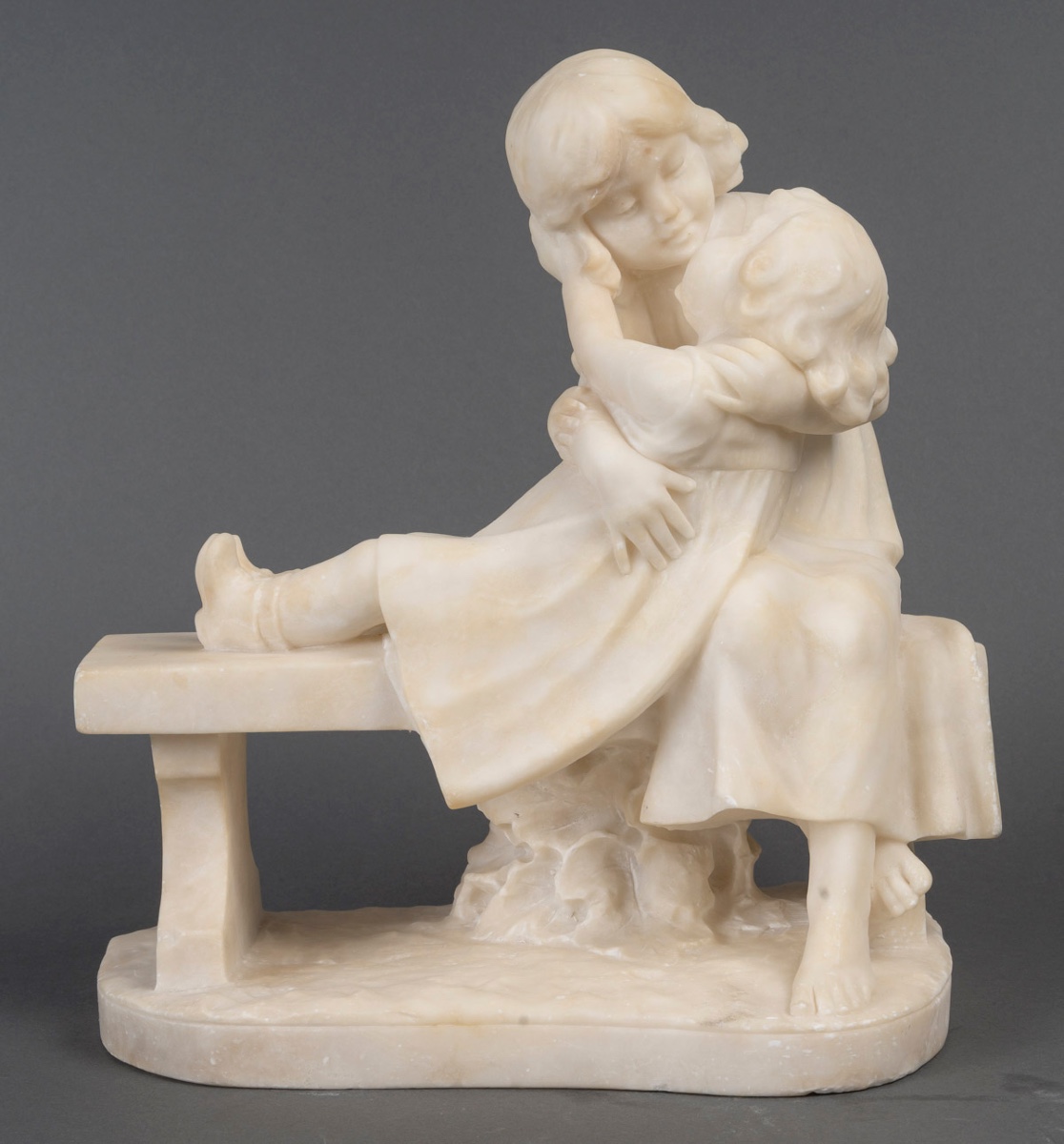 Signed Alabaster Sculpture “pugis” – Art Nouveau, Circa 1890–1910