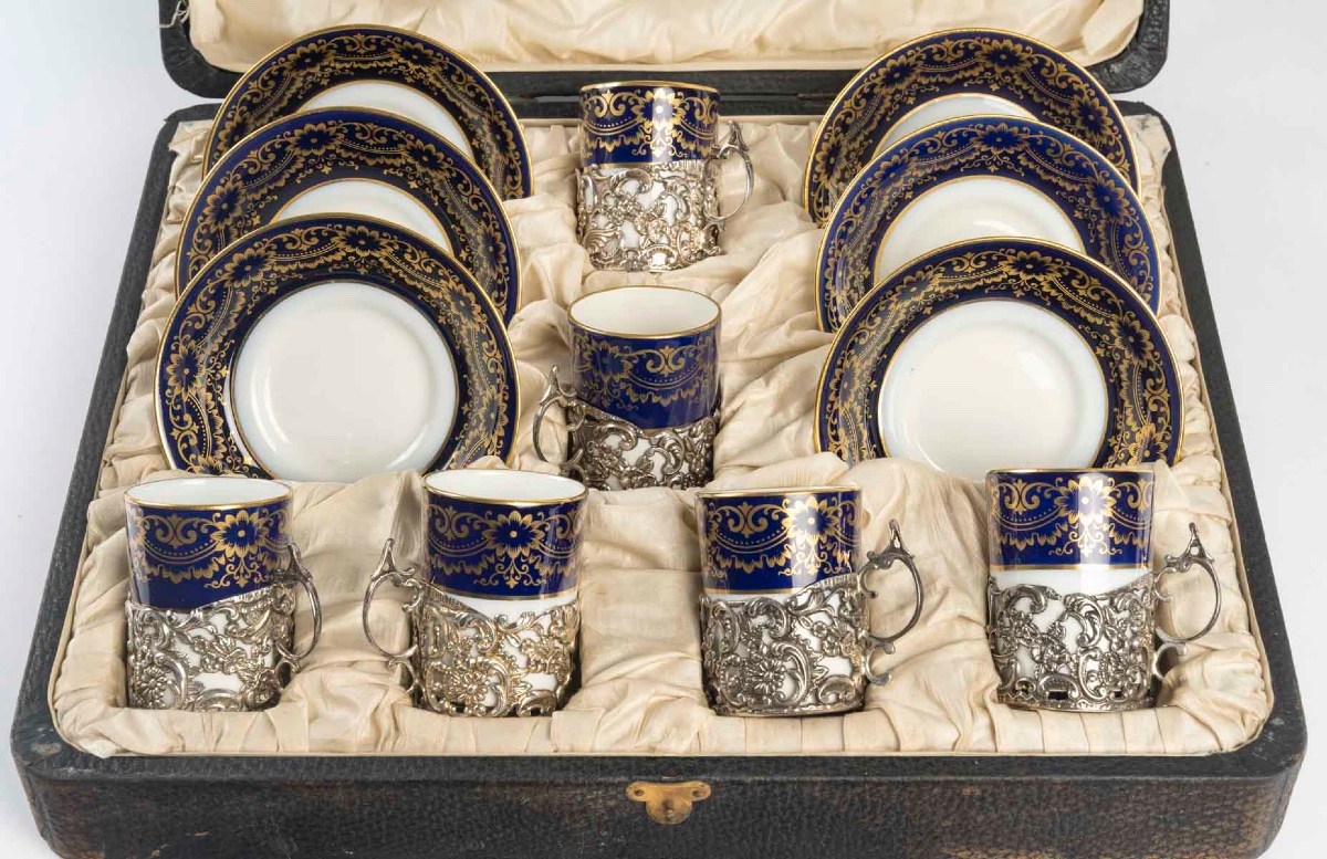 A Porcelain And Sterling Silver Service, English Work, 19th Century -photo-4