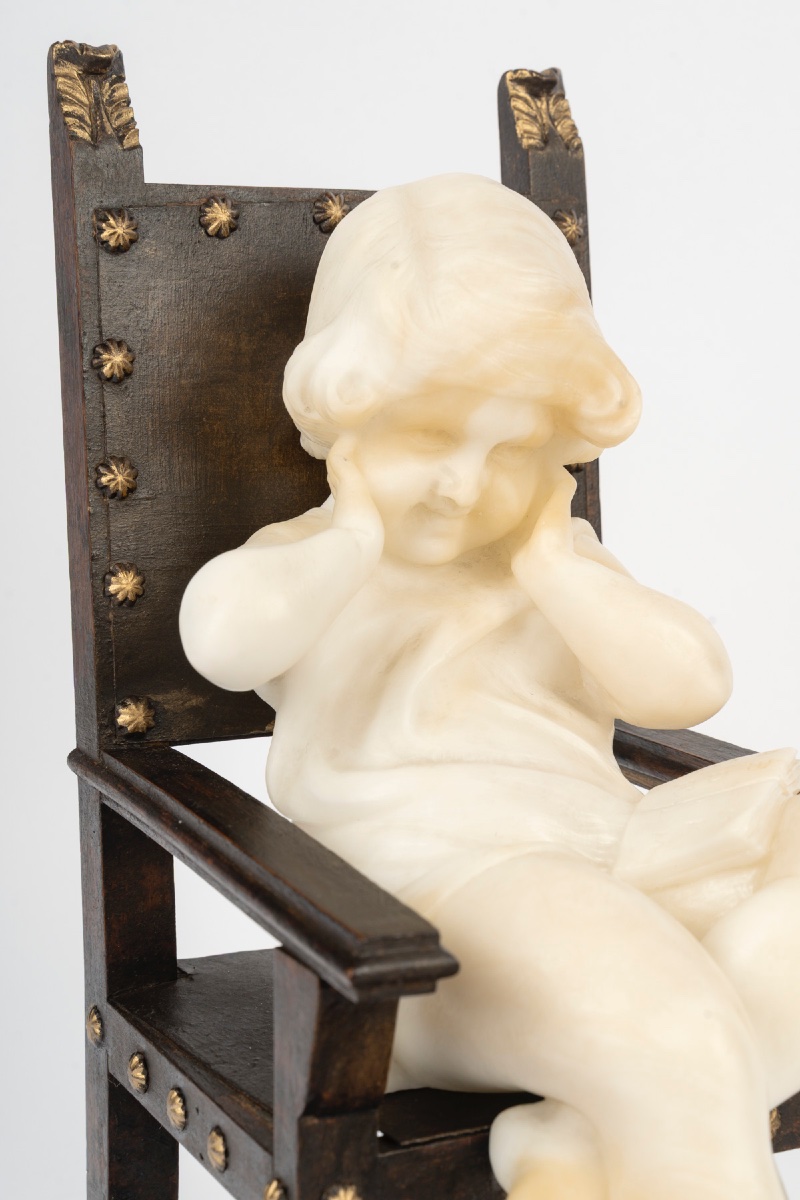 Sculpture en marbre et bronze, époque et style Art Nouveau-photo-3