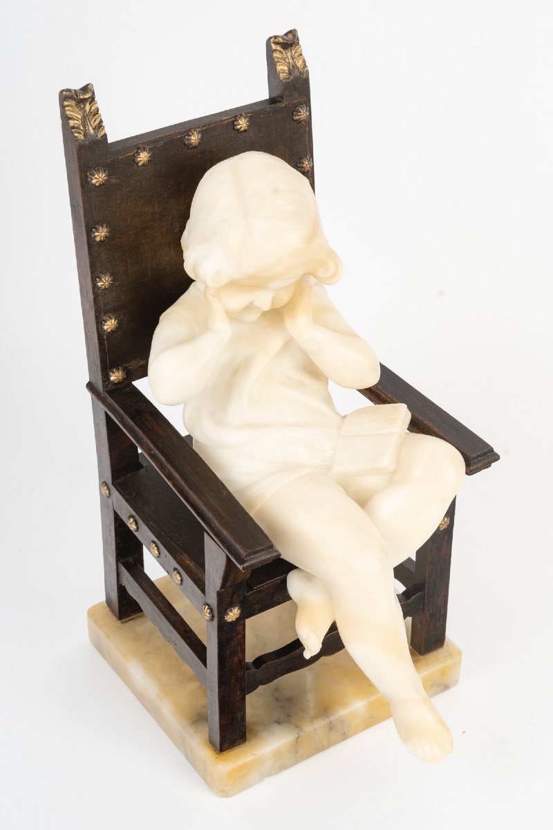 Sculpture en marbre et bronze, époque et style Art Nouveau-photo-3