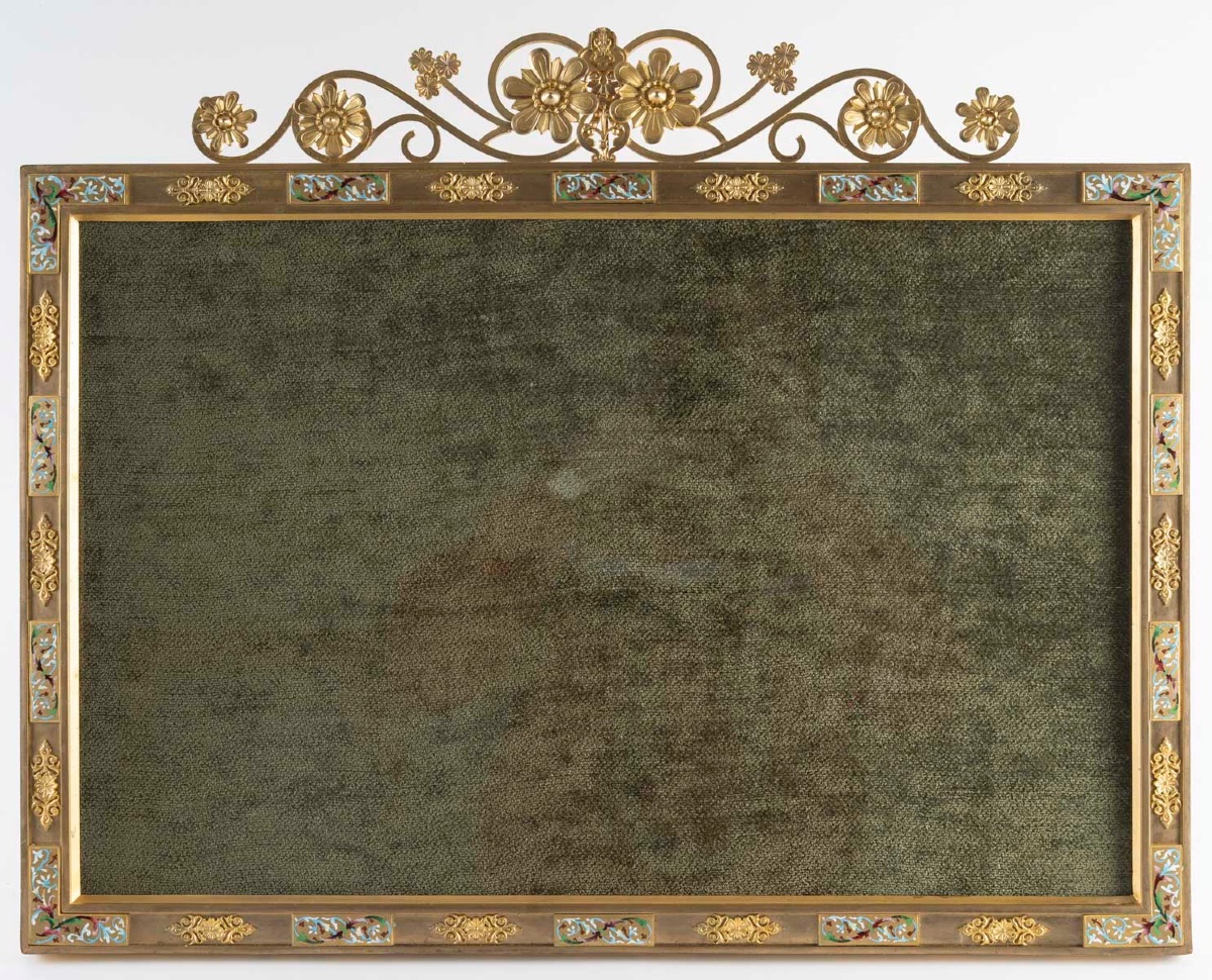 Un cadre photo en bronze et émail fin XIX-photo-1