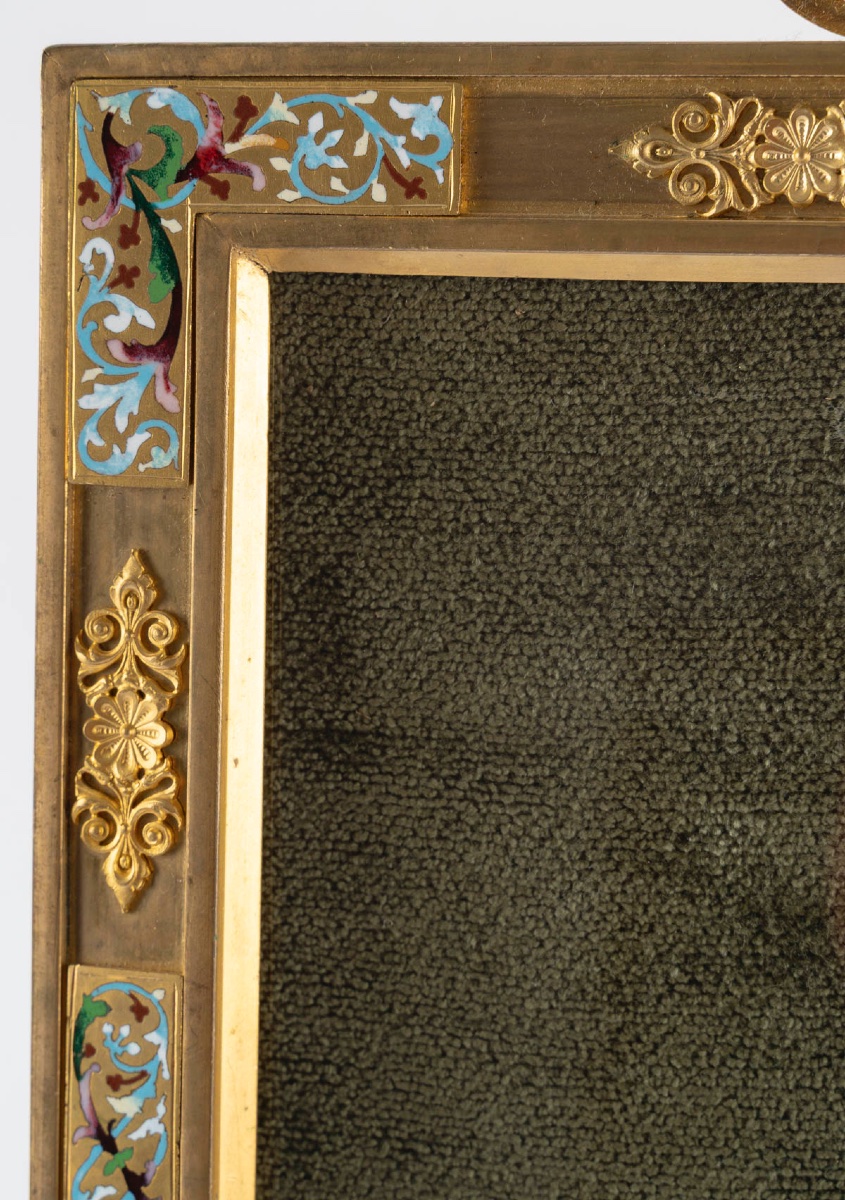 Un cadre photo en bronze et émail fin XIX-photo-3