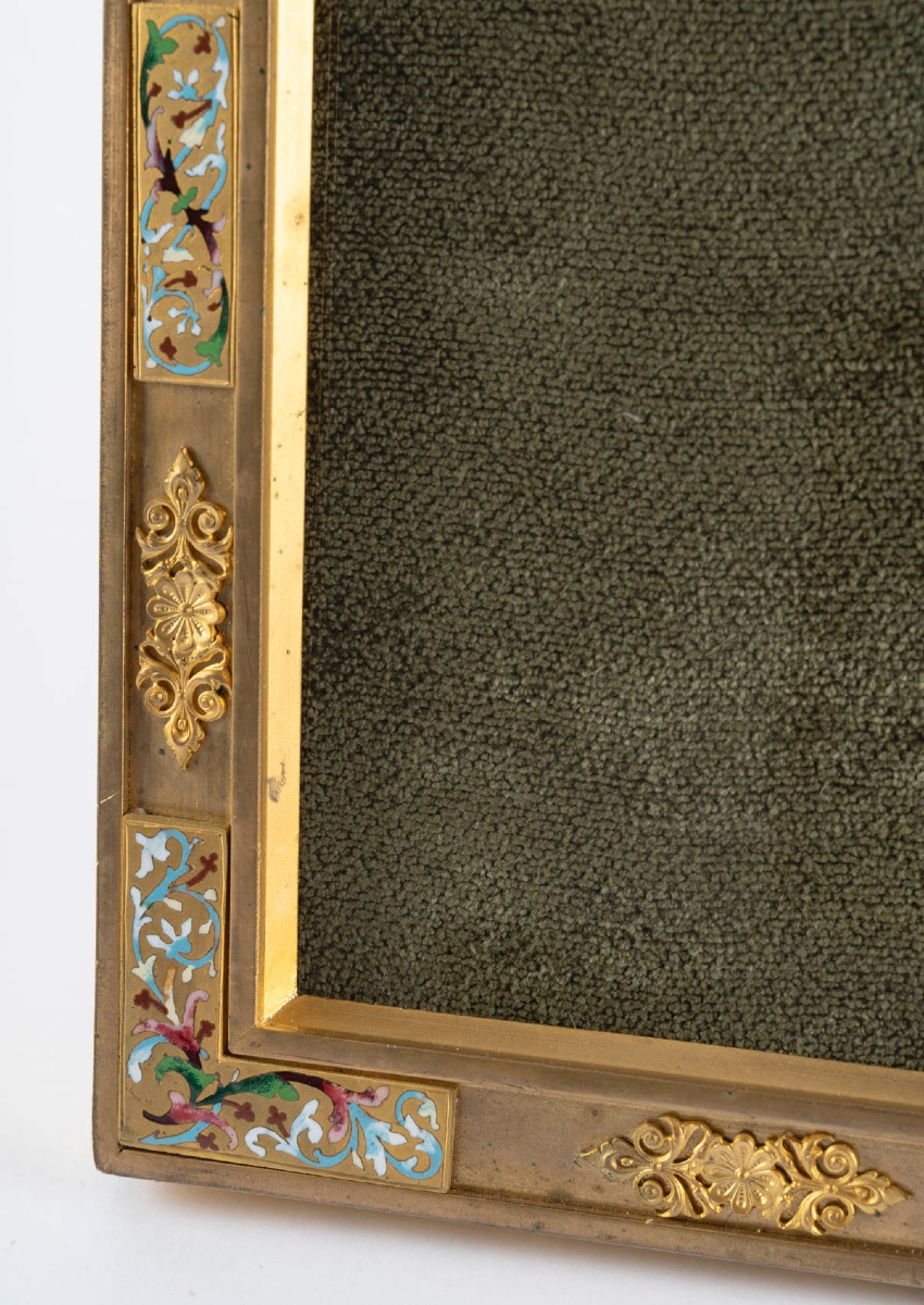 Un cadre photo en bronze et émail fin XIX-photo-4