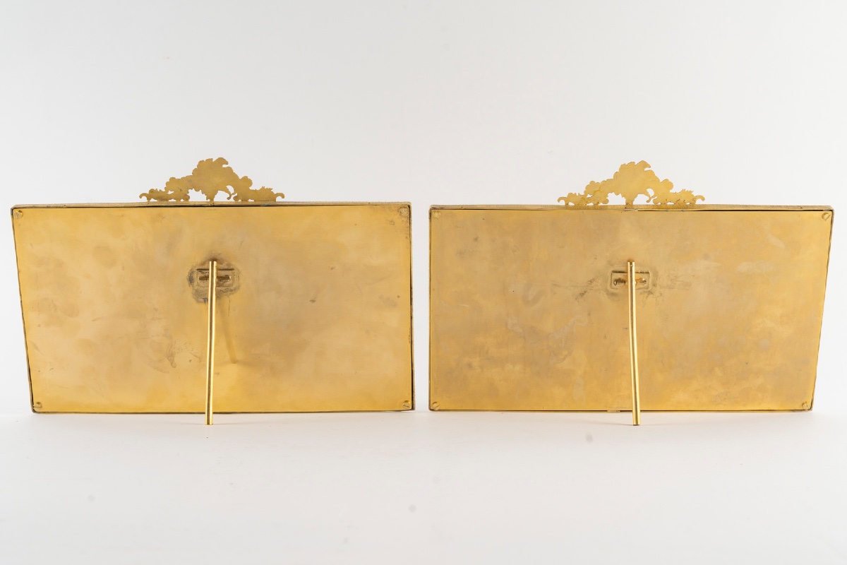 Paire de cadres photos en bronze doré fin XIXème siècle -photo-8