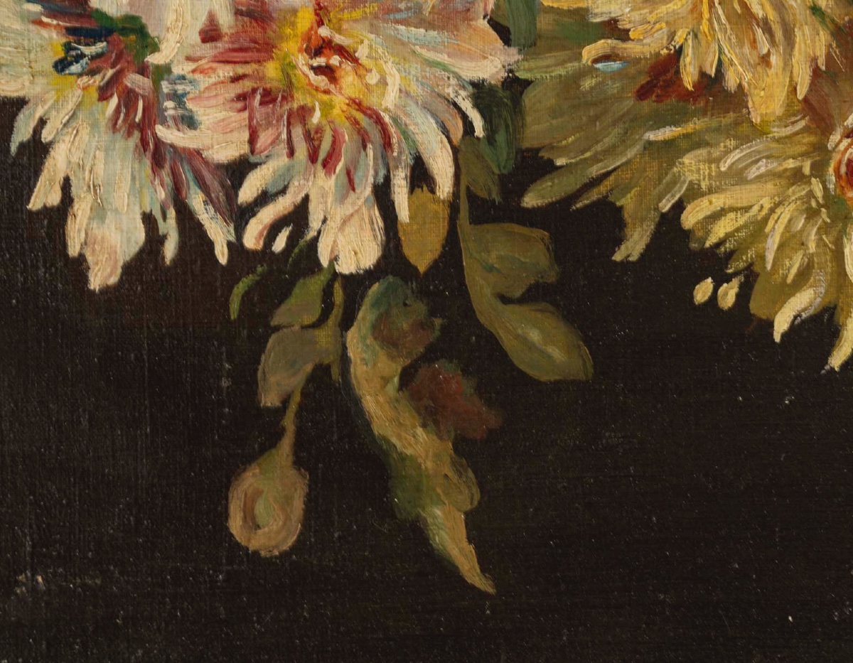 Un tableaux de fleurs chrysanthèmes, signé J Shneider-photo-4
