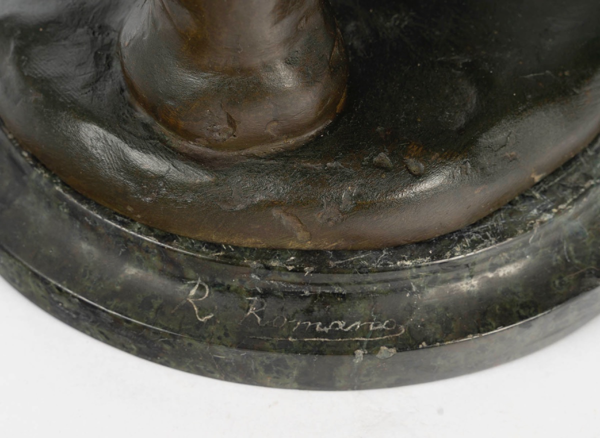 Sculpture en albâtre et bronze, signé R Romano  Romanelli -photo-1
