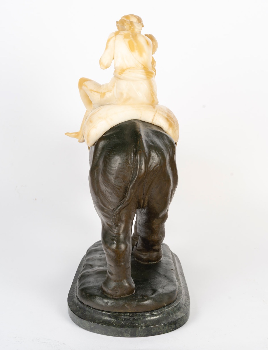 Sculpture en albâtre et bronze, signé R Romano  Romanelli -photo-2
