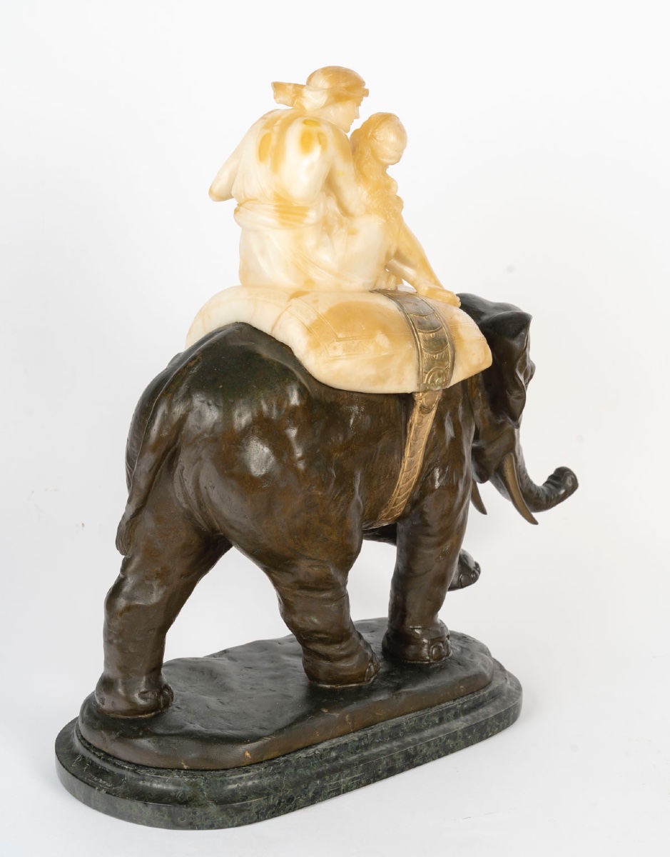 Sculpture en albâtre et bronze, signé R Romano  Romanelli -photo-3